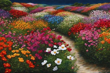 Fototapeta na wymiar Vintage Multicolored Flowers of Paradise (JPG 300Dpi 10800x7200)