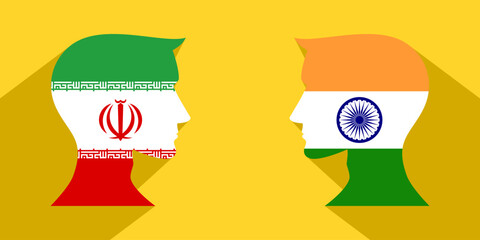 face to face concept. iran vs india. vector illustration