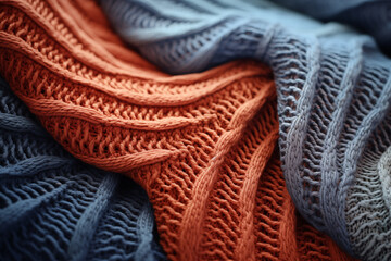 Obraz premium close up of a colorful knitted fabric