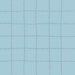 Doodle Gingham Check Plaid Vector Pattern. Vertical and horizontal hand drawn crossing colored stripes. Chequered geometrical background. Cottagecore Homestead Farmhouse Print.