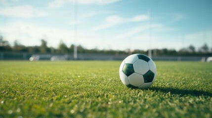 soccer football on grass pitch field