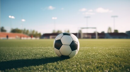 Obraz premium soccer football on grass pitch field