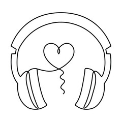 Headphones continuous one line hand drawing minimalism and outline vector illustration