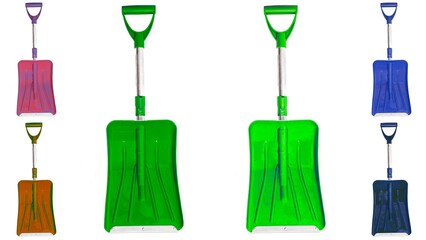 collection of snow shovels with telescopic handle