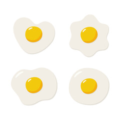 Fried eggs in different forms. Vector illustration. Flat style.	
