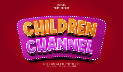 Children Channer Text Effect 3d. Editable Text Effect Style 3d Funny Movie.