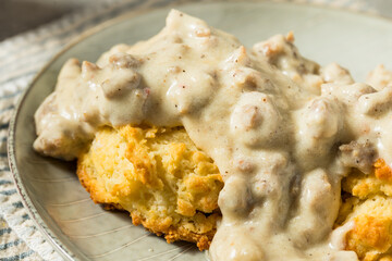 Homemade Southern Biscuits and Gravy - obrazy, fototapety, plakaty