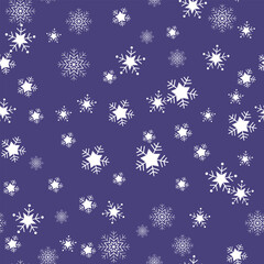 Christmas seamless winter pattern with funny snowmen and snowflakes. Purple background