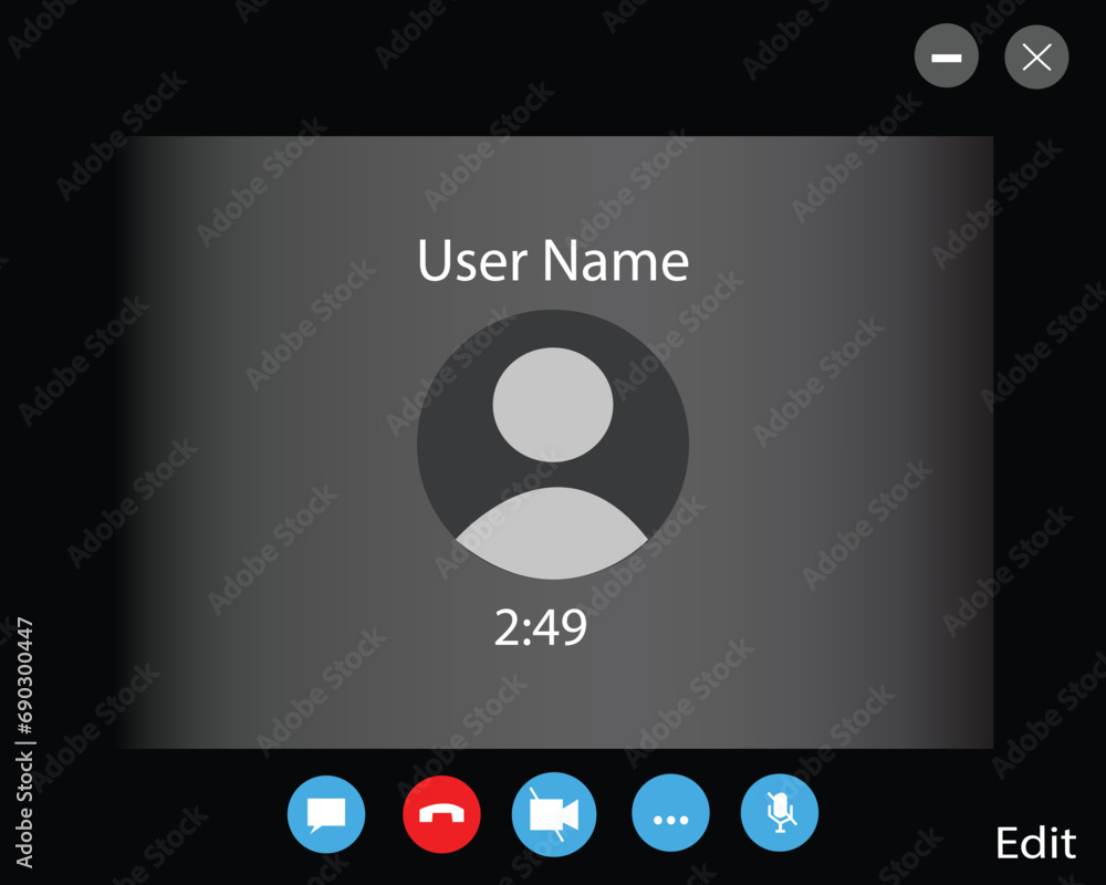 Poster video call screen template vector. video call interface for social communication apps. video confere
