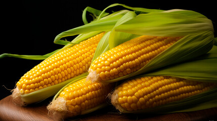 A ripe corn harvest. Selective focus.