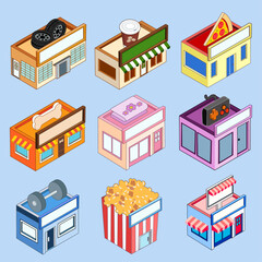 Hand-drawn Isometric Store Collection