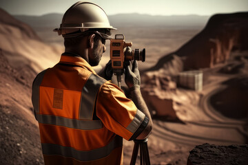 Mining technician in the exploitation of a mine. - obrazy, fototapety, plakaty