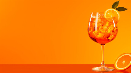 Aperol Spitz cocktail in a glass. Selective focus.