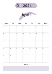 Monthly Planner April 2024