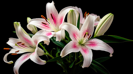 Lily flowers close up. Selective focus.