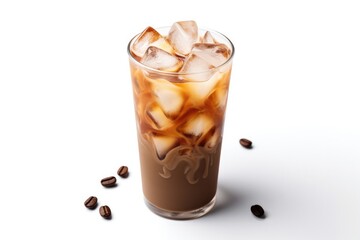 Iced Coffee On White Background, Isolated. Сoncept Abstract Painting, Bohemian Fashion, Mountain Landscape, Floral Arrangements, Delicious Food Styling
