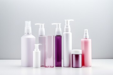 Set Of Plastic Cosmetic Bottles With Dispenser Pumps