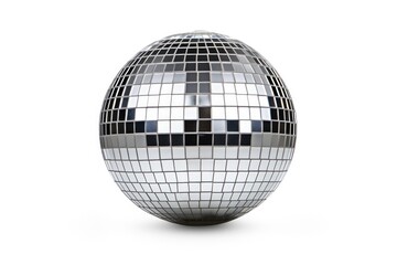 Silver Disco Mirror Ball On White Background