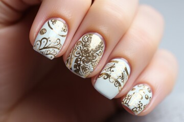 Winter Nail Art With Christmas Ornaments. Сoncept Abstract Acrylic Paintings, Scenic Landscape Photography, Macro Flower Shots, Urban Street Art