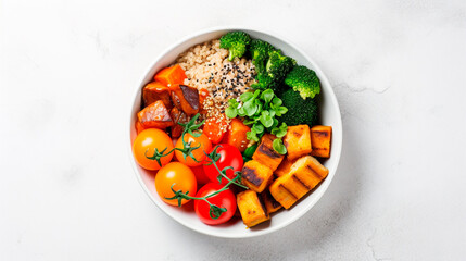 Vegetarian bowl with different vegetables. Selective focus.