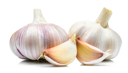 Fototapeta premium whole Garlics slice Garlic isolated on white background, cutout
