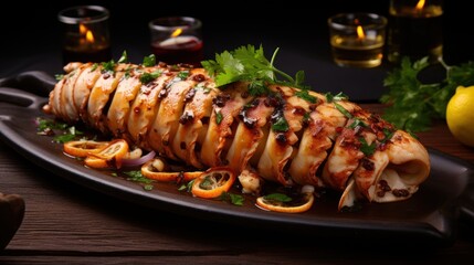 Grilled squid is a flavorful delicacy and delicacy, ideal for a holiday dinner.