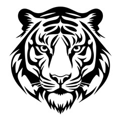 Obraz premium Tiger Face vector silhouette black color, Tiger face logo concept vector