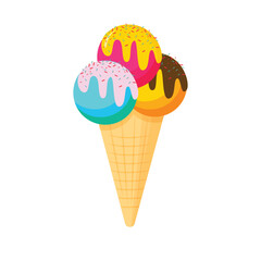 Delicious cone Vector illustration of  ice cream . Suitable for design element of ice cream food, logo and dessert menu. Ice cream cartoon illustration. Free Vector