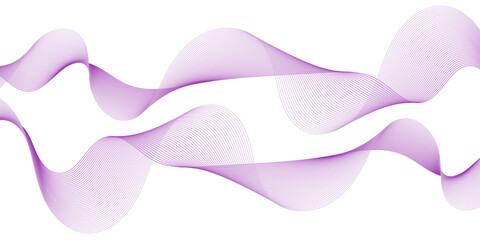 Abstract background with waves for banner. Medium banner size. Vector background with lines. Element for design isolated on white. Purple color