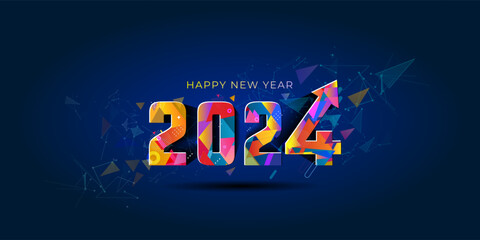 2024 futuristic technology background and wishing card.