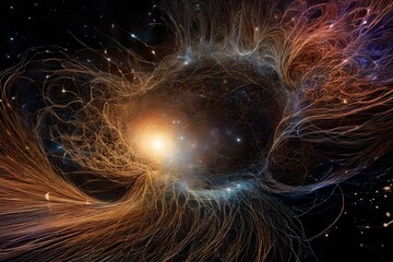 Quantum whispers etched in pixels, capturing the ephemeral beauty of entangled particles in the tapestry of space-time.