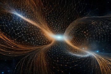Quantum whispers etched in pixels, capturing the ephemeral beauty of entangled particles in the tapestry of space-time.