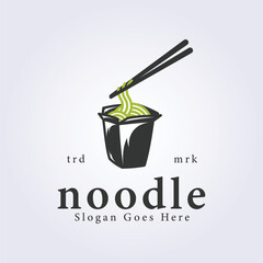 vintage style of noodle cup logo vector illustration design, retro style logo