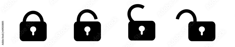 Poster open closed lock padlock icon. lock unlock icon vector