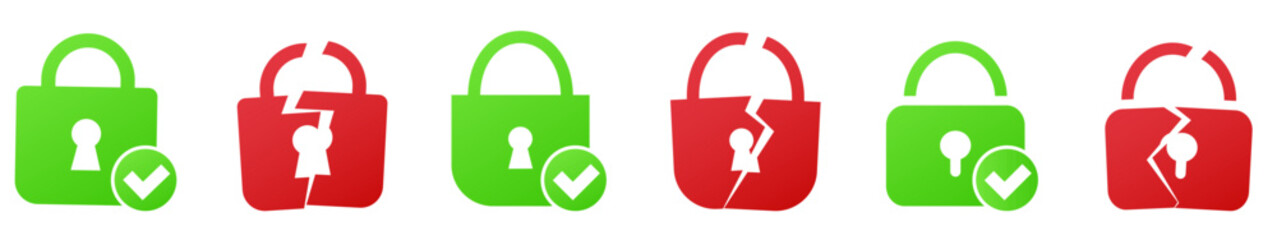 Lock protection ssl https security protocol. Padlock crack red icon