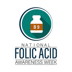 National Folic Acid Awareness Week vector template design. Its Promoting Health and Pregnancy Wellness with Folic Acid . Banner, card, poster design.