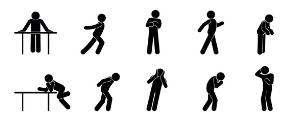 Naklejka premium stick figure human silhouette, people icon, isolated symbol man