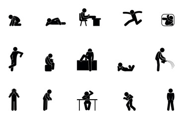 stick figure human silhouette, people icon, isolated symbol man
