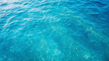Fototapeta na wymiar Tranquil Azure Waters: Clear Blue Sea Background with Calm Ripple Texture - Nature's Beauty for Summer Serenity and Underwater Peaceful Reflections.