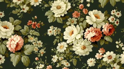 Sierkussen Vintage Floral Elegance: Seamless Classic Flower Pattern for Timeless Wallpaper and Textile Designs - Nostalgic Artistic Illustration in Retro Style. © Spear