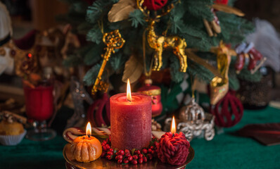 Vintage home interior. Christmas inspiration elements, decoration