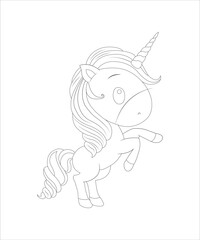Cute unicorn line and color. Vector illustration for coloring book ..