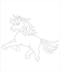 Cute unicorn line and color. Vector illustration for coloring book ..