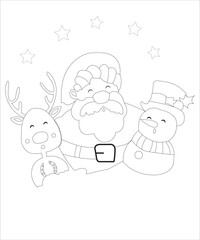 Christmas Big coloring page in doodle style Line art.