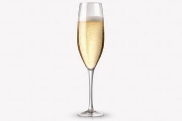 Champagne Flute Isolated On White Background. Сoncept Gourmet Food Photography, Fine Dining Cuisine, Exquisite Desserts, Artistic Food Presentations