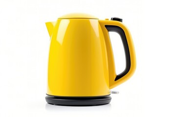 Electric Yellow Kettle Isolated On White Background