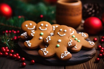 Obraz na płótnie Canvas Gingerbread Men Cookies Ready For Christmas Celebration