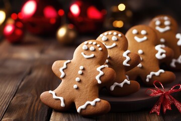 Gingerbread Men Cookies Ready For Christmas Celebration. Сoncept Holiday Baking, Festive Treats, Christmas Cookies, Gingerbread Decorating, Yummy Sweets