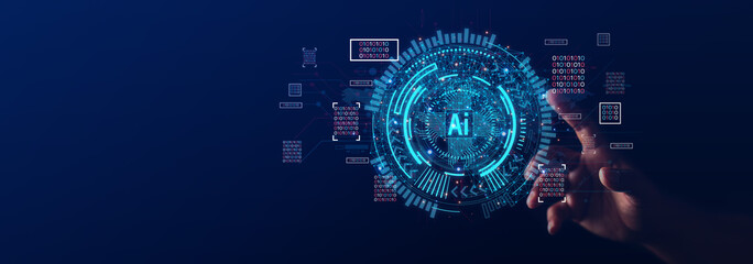 AI Technology Concept, Artificial Intelligence Business people who use smart technology by entering...
