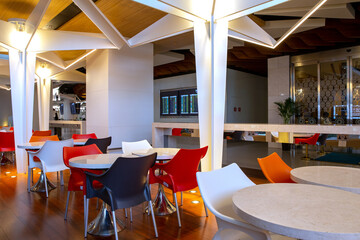 Interior of a trendy restaurant in a modern style